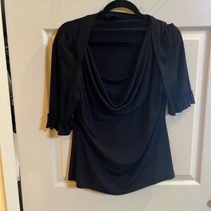 East 5th Black Draped 3/4 Sleeve Blouse